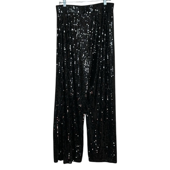 Express  Black Sequin Wide Leg Pants Size L NWT - Picture 2 of 7